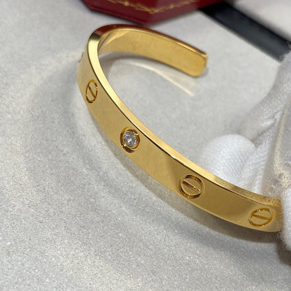 [Shinejoy]LOVE BRACELET 6.1MM 1 DIAMOND OPEN CUFF