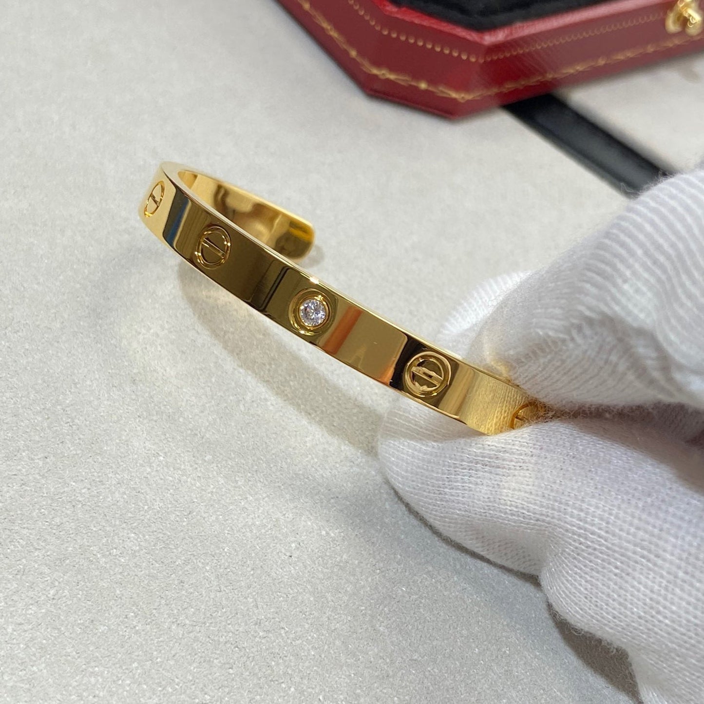 [Shinejoy]LOVE BRACELET 6.1MM 1 DIAMOND OPEN CUFF