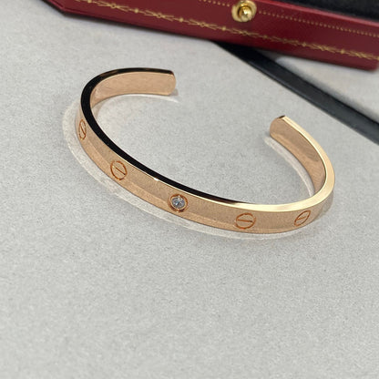 [Shinejoy]LOVE BRACELET 6.1MM 1 DIAMOND OPEN CUFF