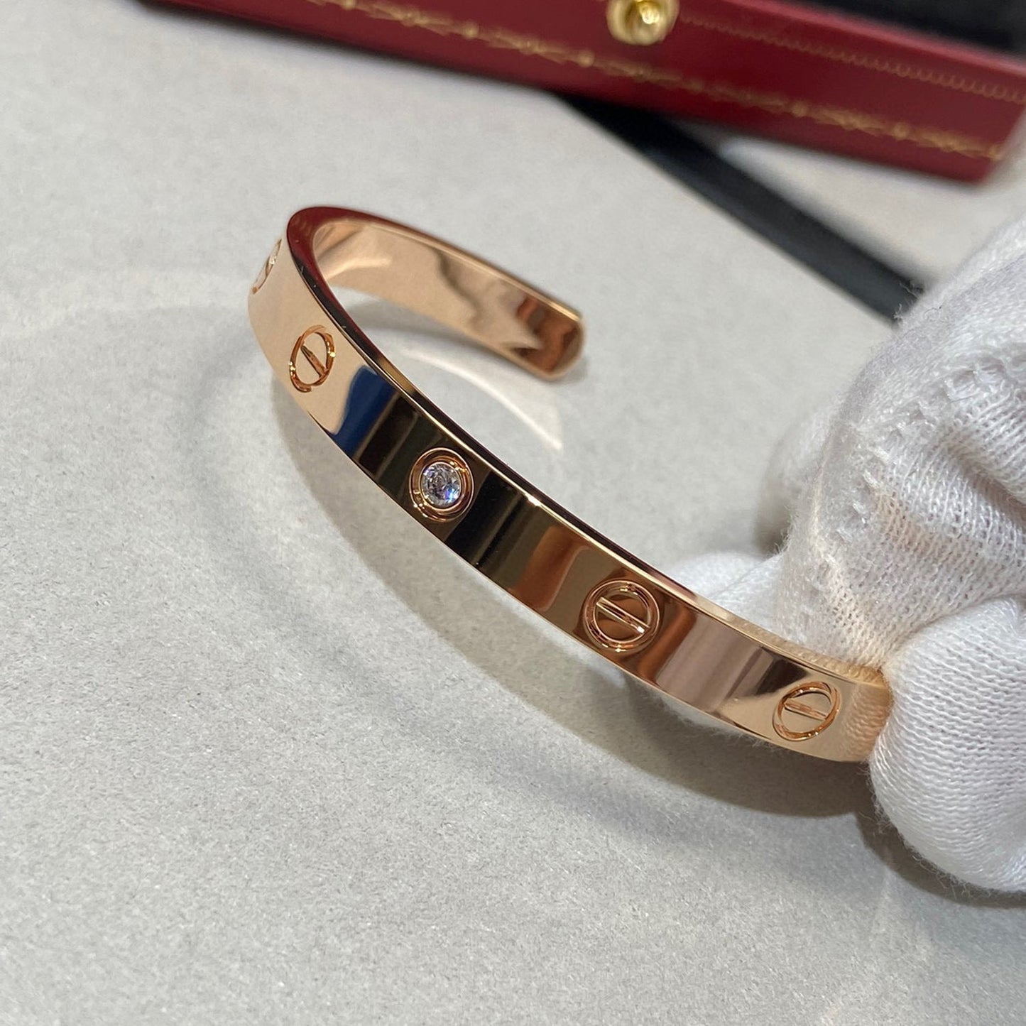 [Shinejoy]LOVE BRACELET 6.1MM 1 DIAMOND OPEN CUFF