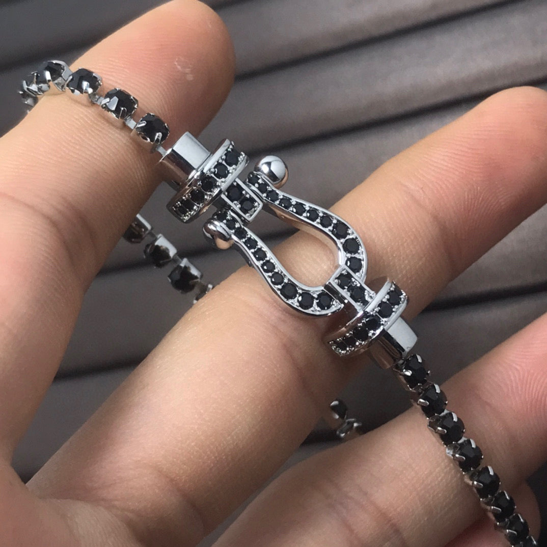 [Shinejoy]FORCE  LARGE HORSESHOE FULL DIAMOND TENNIS BRACELET