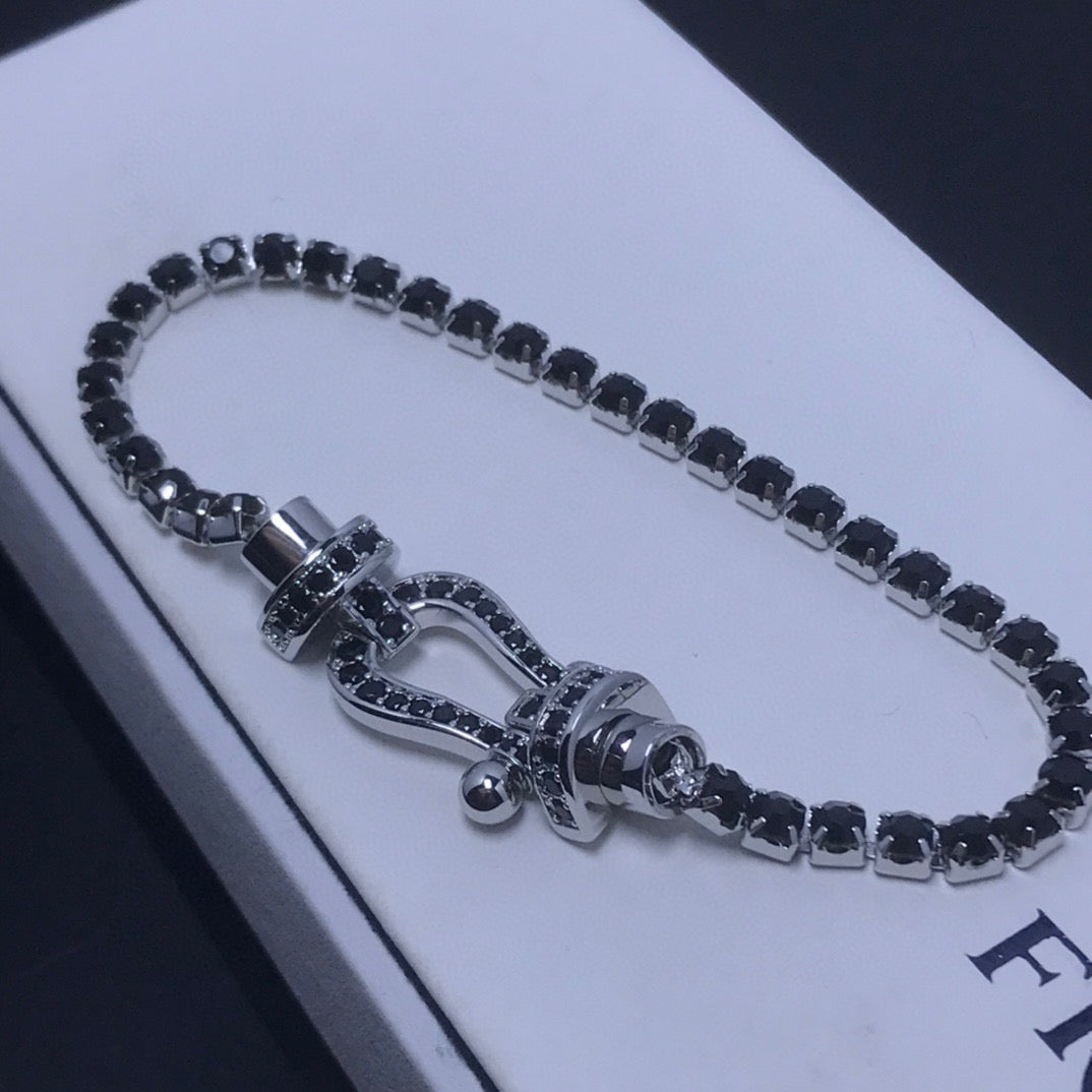 [Shinejoy]FORCE  LARGE HORSESHOE FULL DIAMOND TENNIS BRACELET