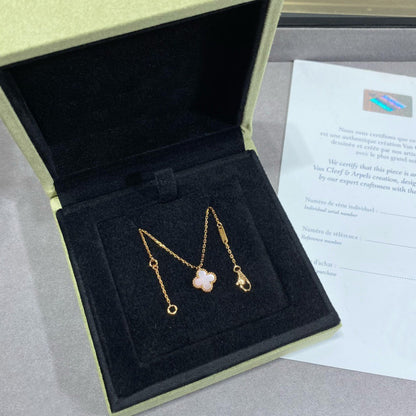 [Shinejoy]CLOVER 15MM PINK MOTHER-OF-PEARL SINGLE FLOWER NECKLACE