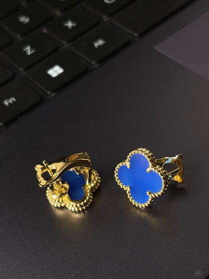 [Shinejoy] CLOVER LARGE (20mm) 1 MOTIFS BLUE MOP STUD EARRINGS