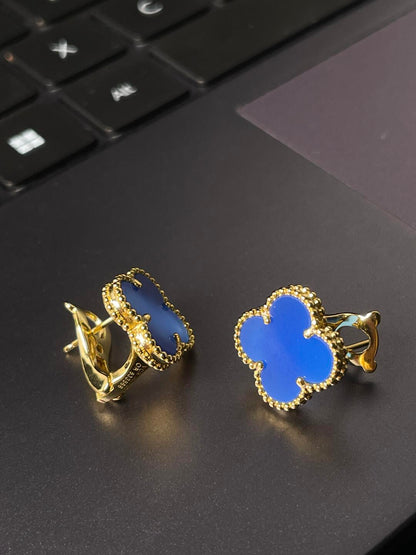 [Shinejoy] CLOVER LARGE (20mm) 1 MOTIFS BLUE MOP STUD EARRINGS