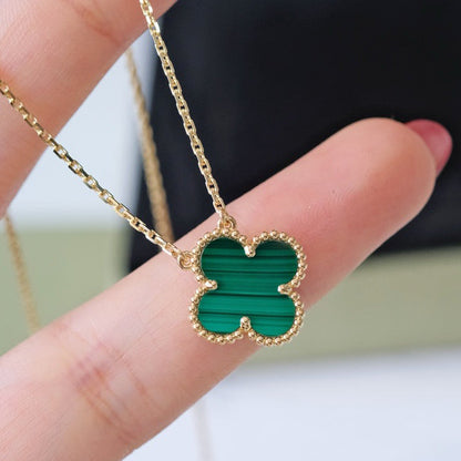 [Shinejoy]CLOVER 15MM MALACHITE SINGLE FLOWER  NECKLACE