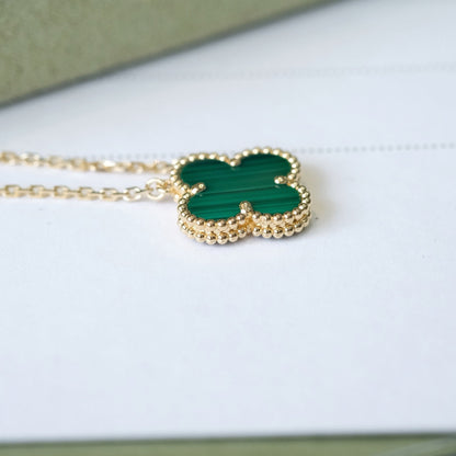 [Shinejoy]CLOVER 15MM MALACHITE SINGLE FLOWER  NECKLACE