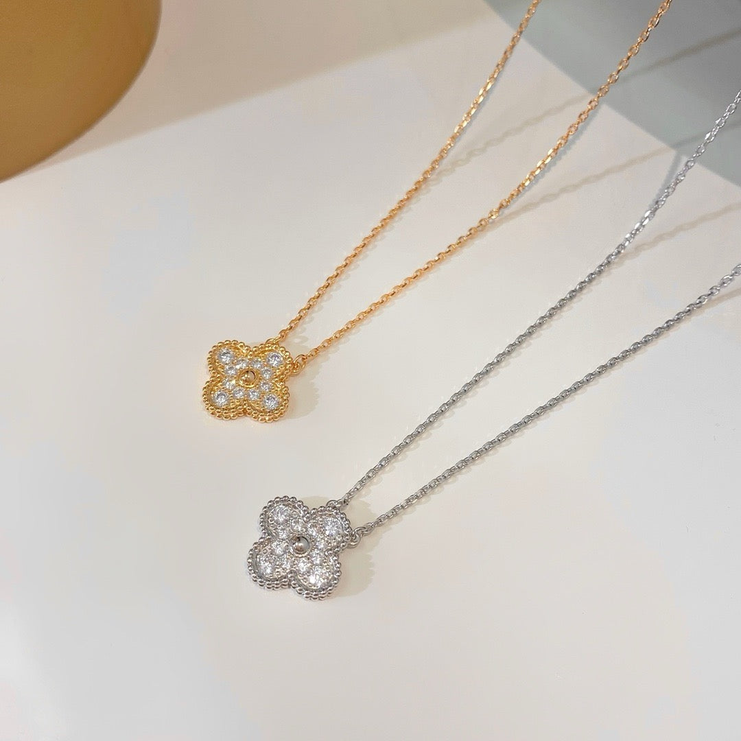 [Shinejoy]CLOVER 15MM DIAMOND SINGLE FLOWER NECKLACE