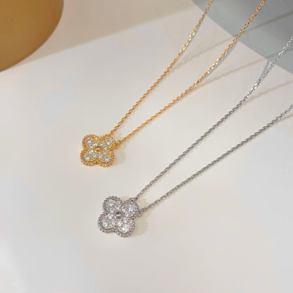 [Shinejoy]CLOVER 15MM DIAMOND SINGLE FLOWER NECKLACE