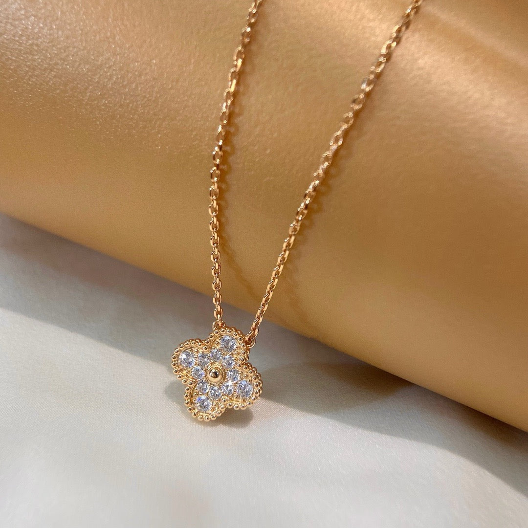 [Shinejoy]CLOVER 15MM DIAMOND SINGLE FLOWER NECKLACE
