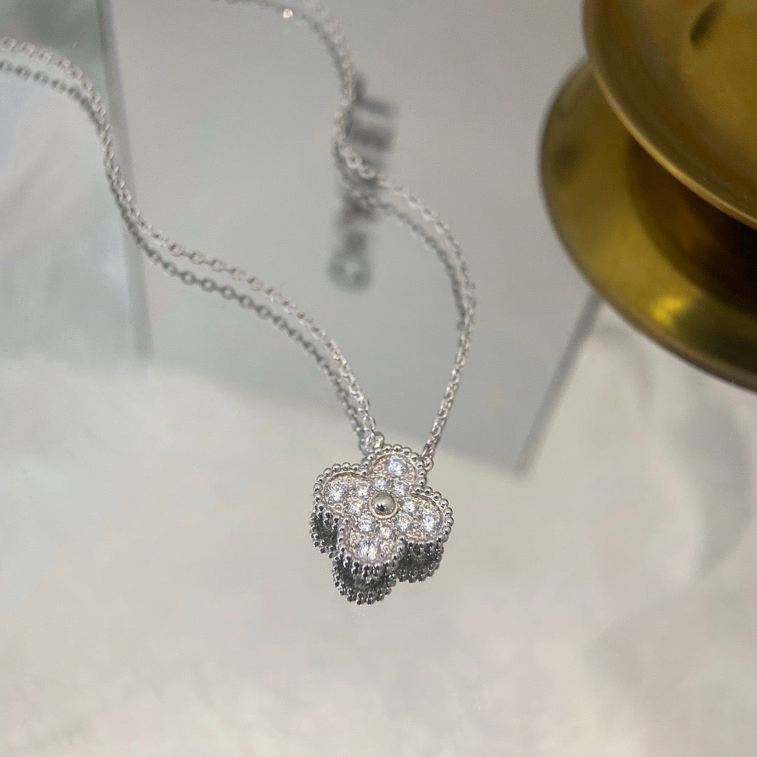 [Shinejoy]CLOVER 15MM DIAMOND SINGLE FLOWER NECKLACE