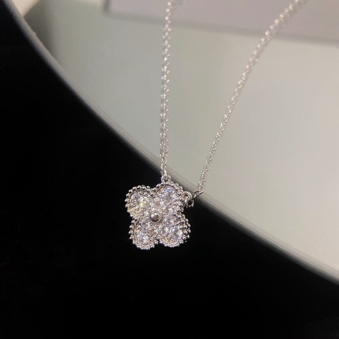[Shinejoy]CLOVER 15MM DIAMOND SINGLE FLOWER NECKLACE
