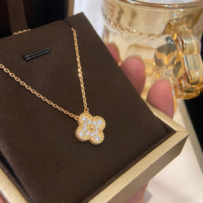 [Shinejoy]CLOVER 15MM DIAMOND SINGLE FLOWER NECKLACE