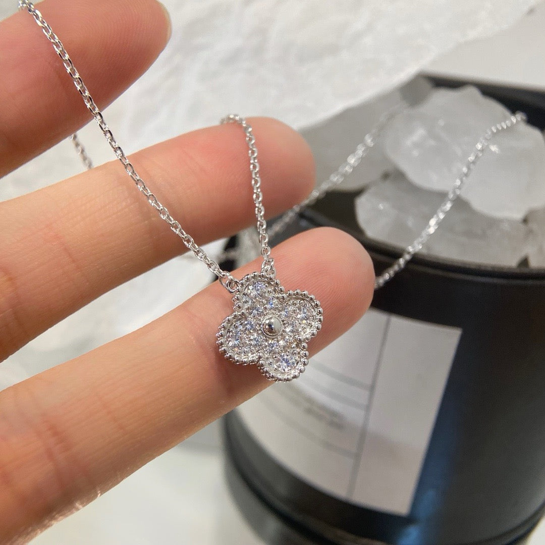 [Shinejoy]CLOVER 15MM DIAMOND SINGLE FLOWER NECKLACE