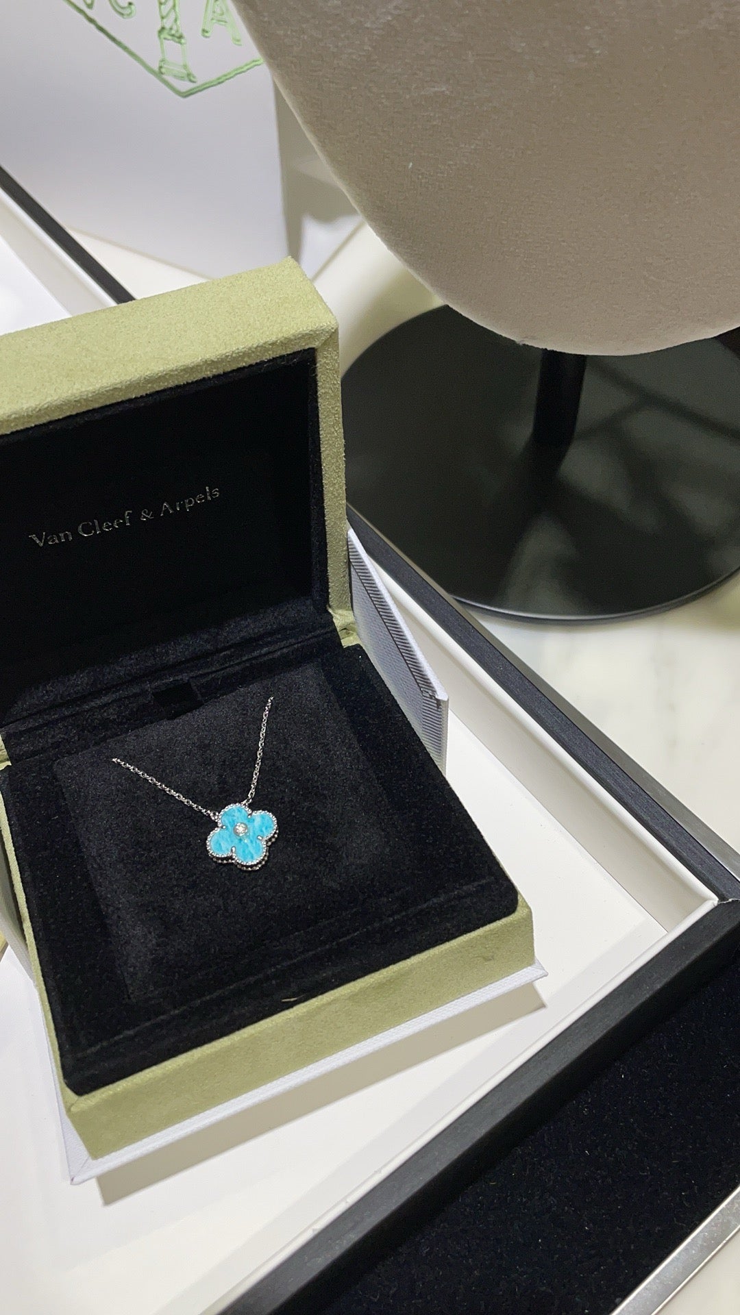 [Shinejoy]CLOVER 15MM DIAMOND SVRES PORCELAIN  NECKLACE SILVER