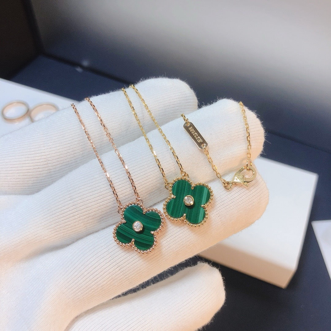 [Shinejoy]CLOVER 15MM DIAMOND TURQUOISE NECKLACE
