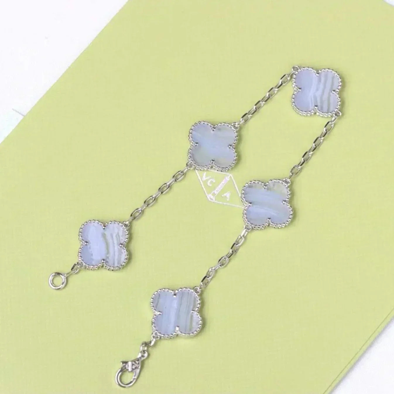 [Shinejoy] CLOVER 5 MOTIF PURPLE CHALCEDONY BRACELET COLLECTION