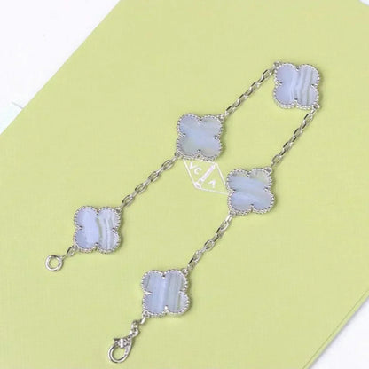 [Shinejoy] CLOVER 5 MOTIF PURPLE CHALCEDONY BRACELET COLLECTION