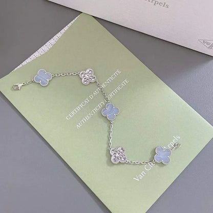 [Shinejoy] CLOVER 5 MOTIF PURPLE CHALCEDONY BRACELET COLLECTION