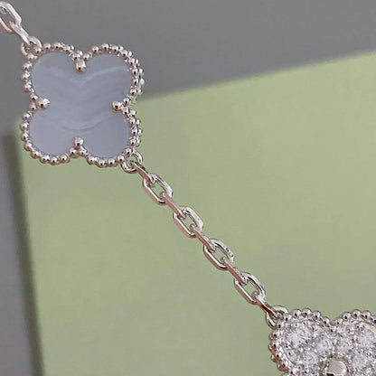 [Shinejoy] CLOVER 5 MOTIF PURPLE CHALCEDONY BRACELET COLLECTION