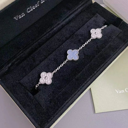 [Shinejoy] CLOVER 5 MOTIF PURPLE CHALCEDONY BRACELET COLLECTION