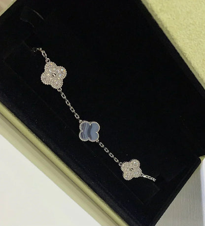 [Shinejoy] CLOVER 5 MOTIF PURPLE CHALCEDONY BRACELET COLLECTION