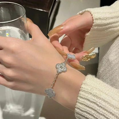 [Shinejoy] CLOVER 5 MOTIF PURPLE CHALCEDONY BRACELET COLLECTION