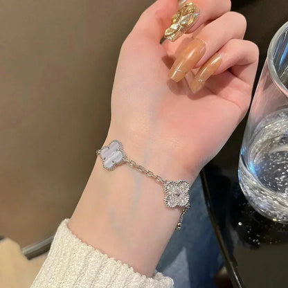 [Shinejoy] CLOVER 5 MOTIF PURPLE CHALCEDONY BRACELET COLLECTION