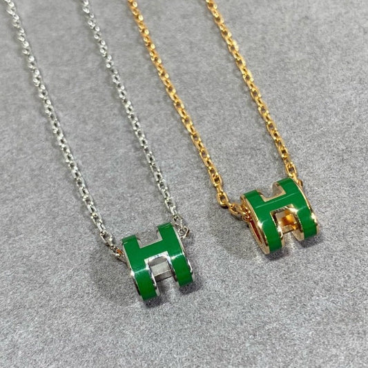 [Shinejoy]POP H GREEN NECKLACE SILVER AND GOLD
