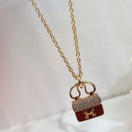 [Shinejoy]CONSTANCE RED PEDANT PINK GOLD NECKLACE