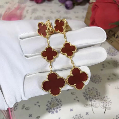 [Shinejoy]CLOVER 3 MOTIF CARNELIAN DROP EARRINGS