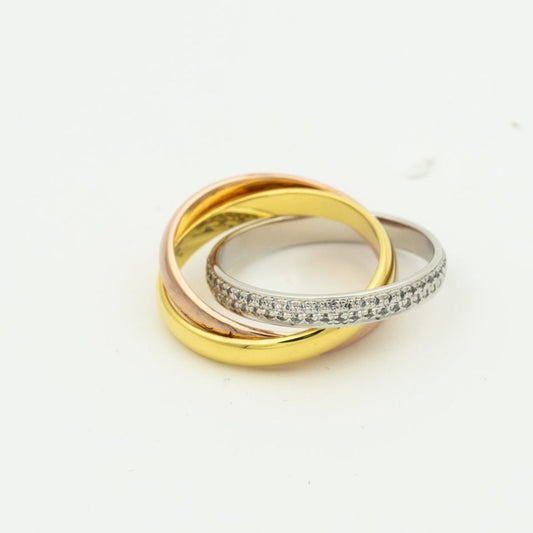 [Shinejoy Jewelry]TRINITY RING GOLD PINK GOLD SILVER DIAMONDS