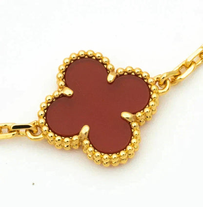 [Shinejoy] CLOVER 5 MOTIF RED CORNELIAN BRACELET COLLECTION