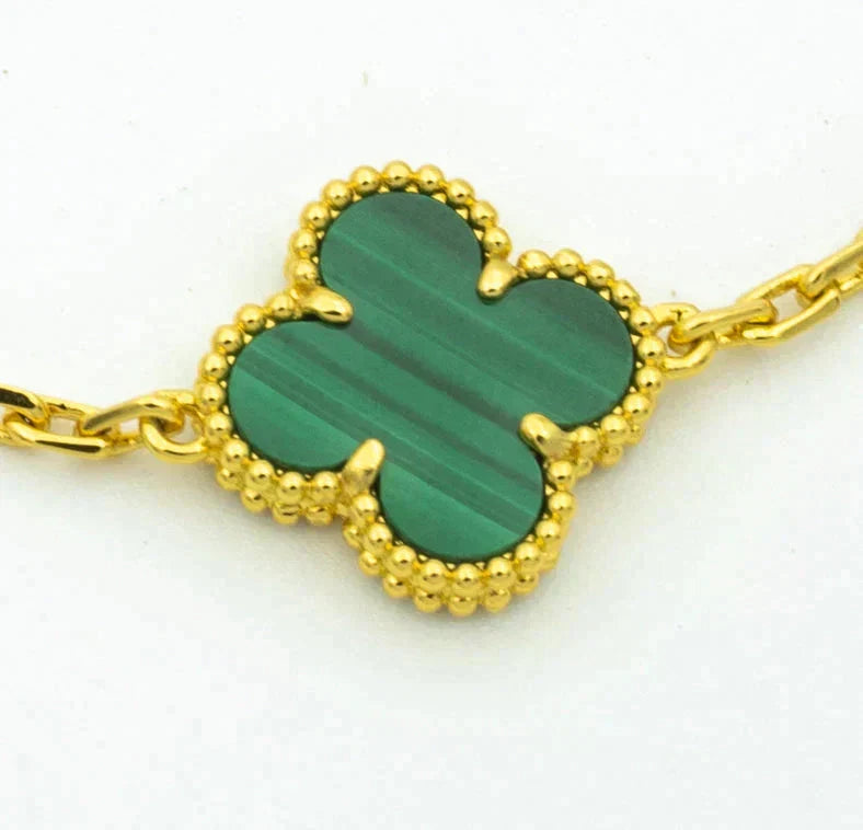 [Shinejoy] CLOVER 5 MOTIF MALACHITE BRACELET COLLECTION