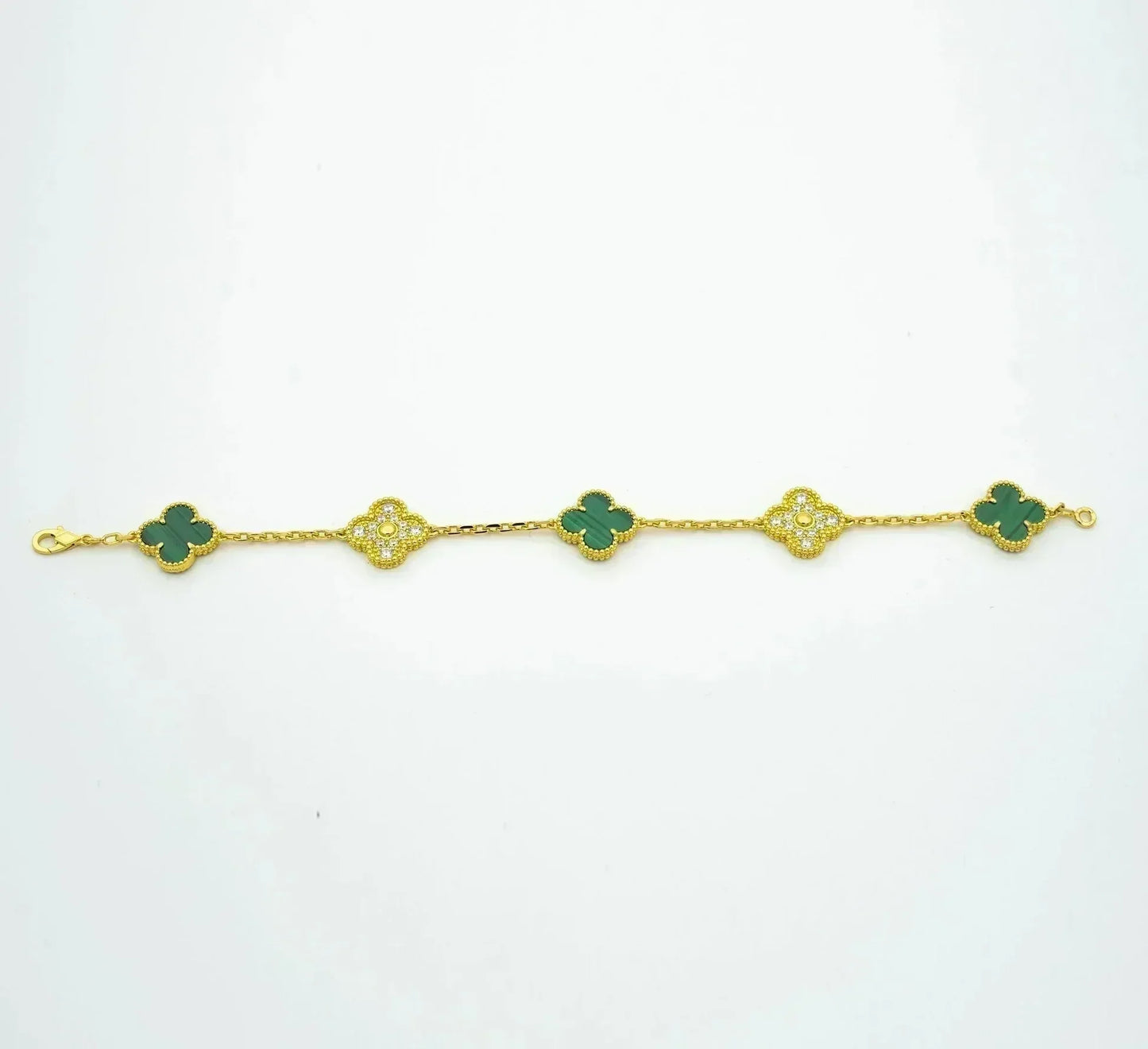 [Shinejoy] CLOVER 5 MOTIF MALACHITE BRACELET COLLECTION