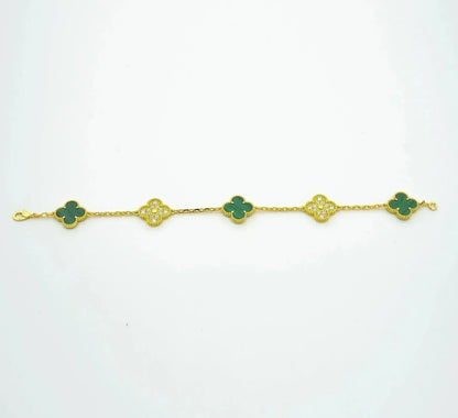 [Shinejoy] CLOVER 5 MOTIF MALACHITE BRACELET COLLECTION