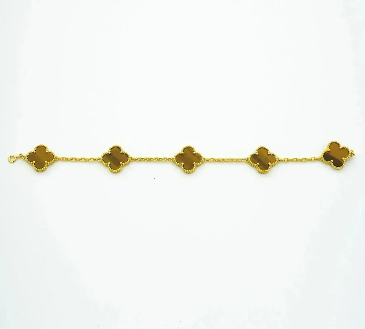 [Shinejoy] CLOVER 5 MOTIFS TIGER EYE BRACELET COLLECTION
