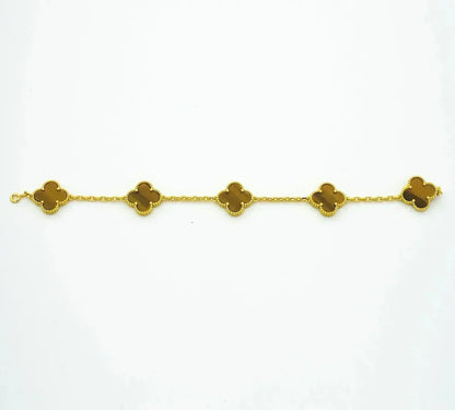 [Shinejoy] CLOVER 5 MOTIFS TIGER EYE BRACELET COLLECTION