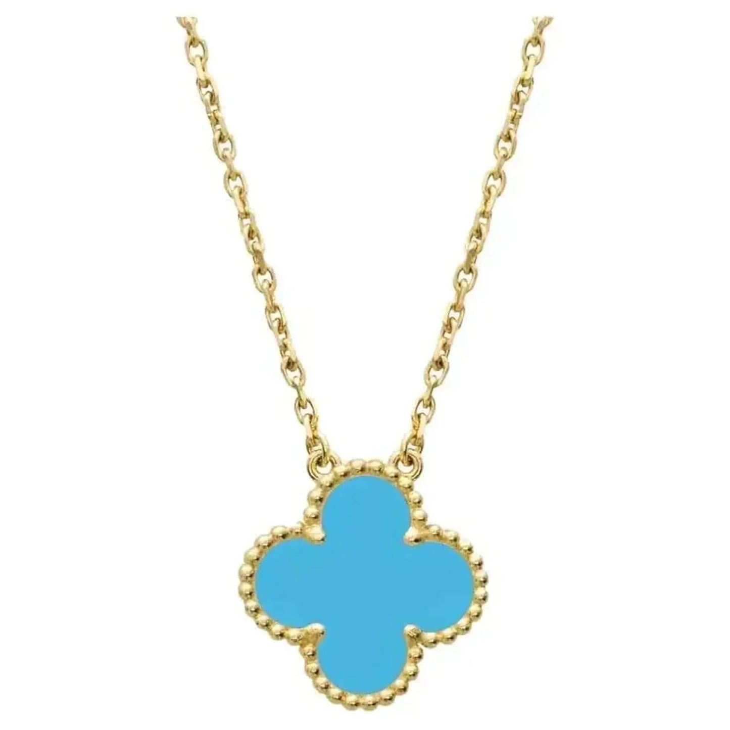 [Shinejoy]CLOVER 15MM VINTAGE TURQUOISE NECKLACE