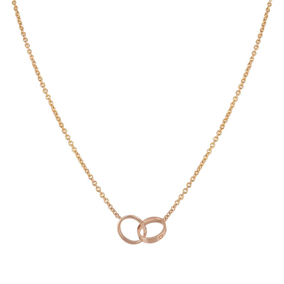 [Shinejoy]LOVE NECKLACE DOUBLE RING PINK GOLD