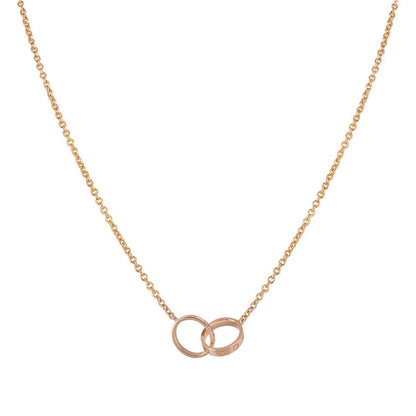 [Shinejoy]LOVE NECKLACE DOUBLE RING PINK GOLD