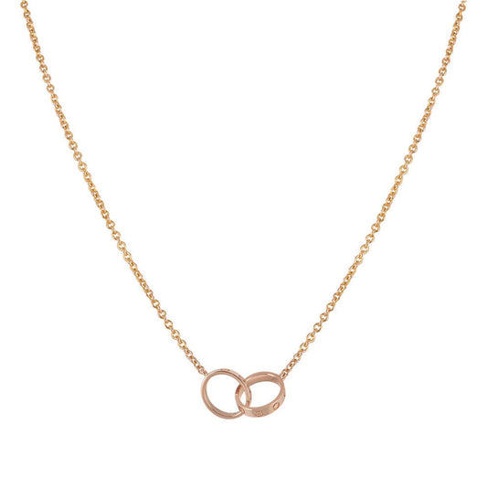 [Shinejoy]LOVE NECKLACE DOUBLE RING PINK GOLD