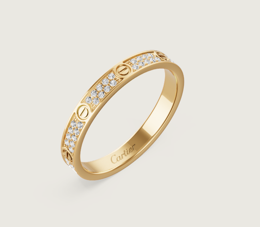 [Shinejoy]LOVE RING 2.6mm-wide full-diamond ring Gold