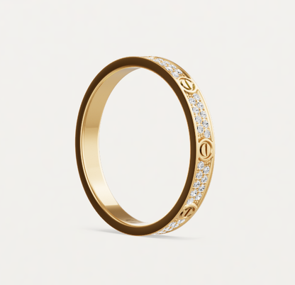 [Shinejoy]LOVE RING 2.6mm-wide full-diamond ring Gold