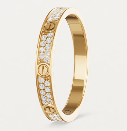 [Shinejoy]LOVE RING 2.6mm-wide full-diamond ring Gold