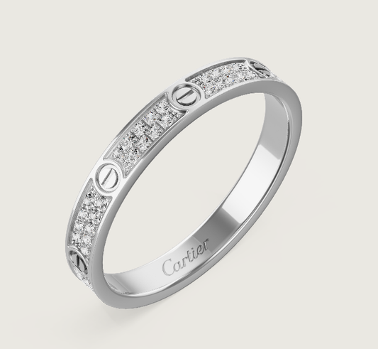 [Shinejoy]LOVE RING 2.6mm-wide full-diamond ring silver