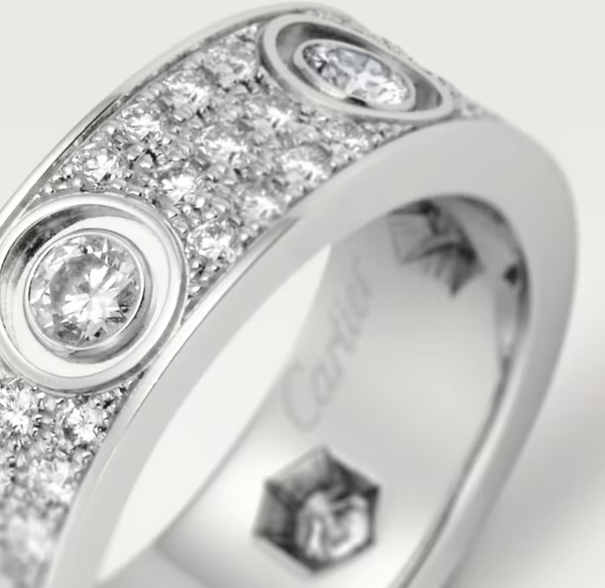 [Shinejoy]LOVE RING 6.5MM Full Diamond, 6 Major Diamonds Silver