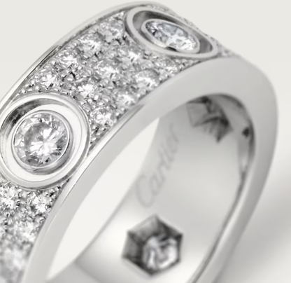 [Shinejoy]LOVE RING 6.5MM Full Diamond, 6 Major Diamonds Silver