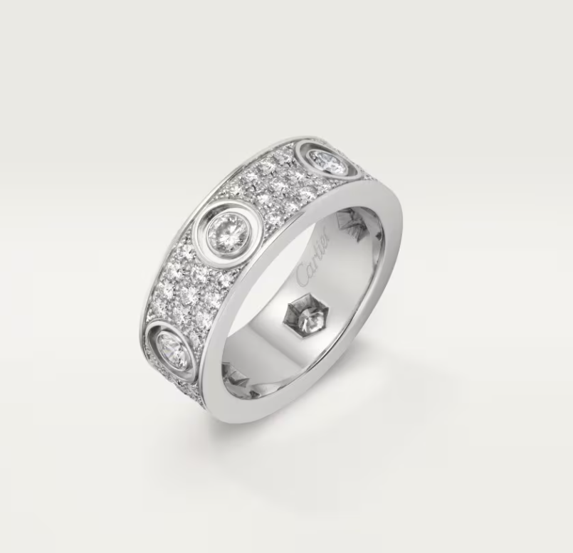 [Shinejoy]LOVE RING 6.5MM Full Diamond, 6 Major Diamonds Silver