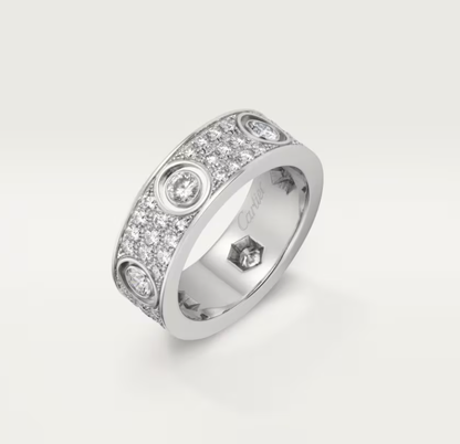 [Shinejoy]LOVE RING 6.5MM Full Diamond, 6 Major Diamonds Silver